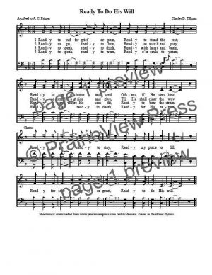 Song: Ready To Do His Will