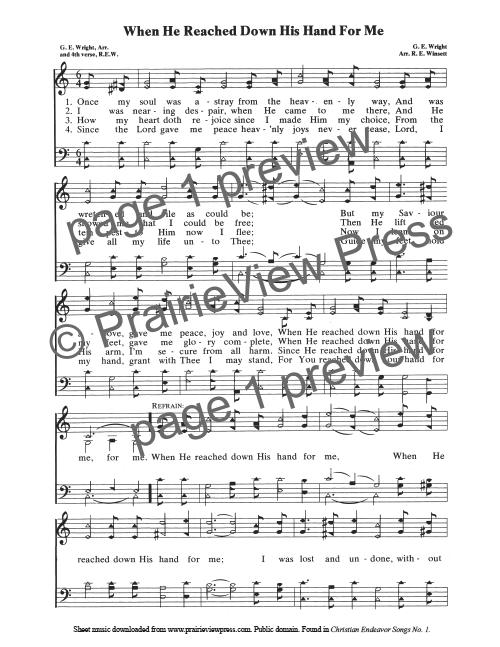 Song: When He Reached Down His Hand For Me