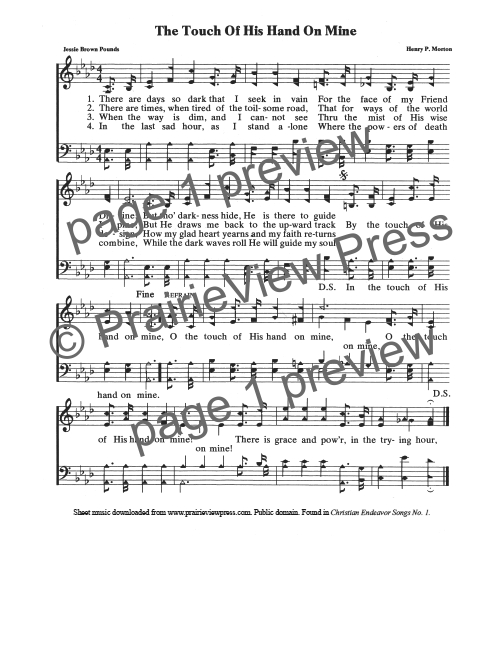 Song: The Touch Of His Hand On Mine