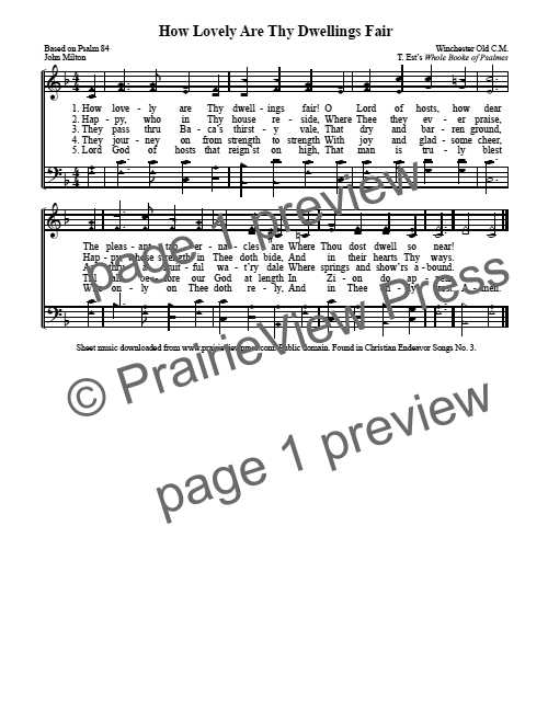 Song: How Lovely Are Thy Dwellings Fair