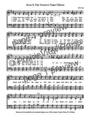 Song: Jesus Is The Sweetest Name I Know