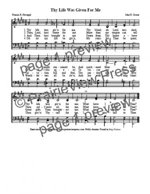 Song: Thy Life Was Given For Me