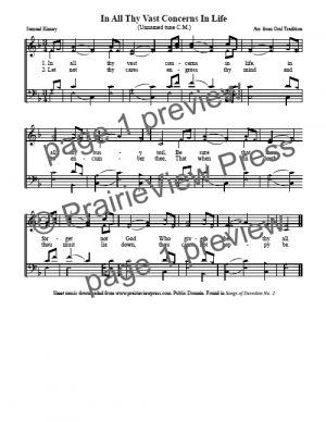 Song: In All Thy Vast Concerns in Life