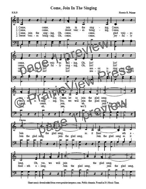 Song: Come Join In The Singing